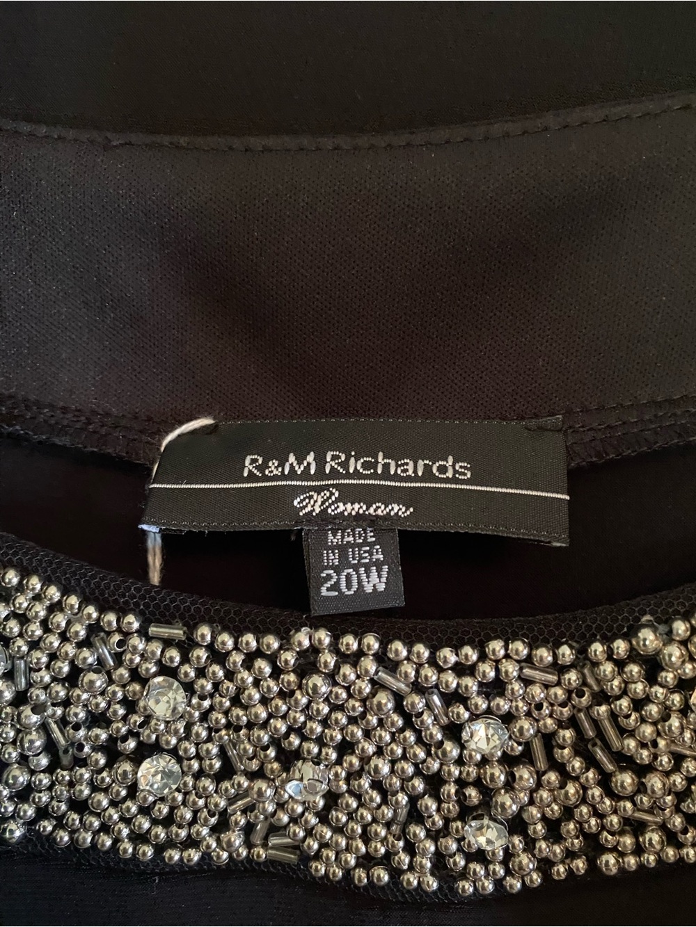R&M Richards Black Two-Piece Mesh Sleeve Dress Set with Beaded Neckline - Picture 3 of 3